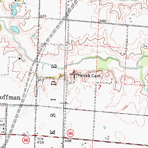Topographic Map of Petrea Cemetery, IL