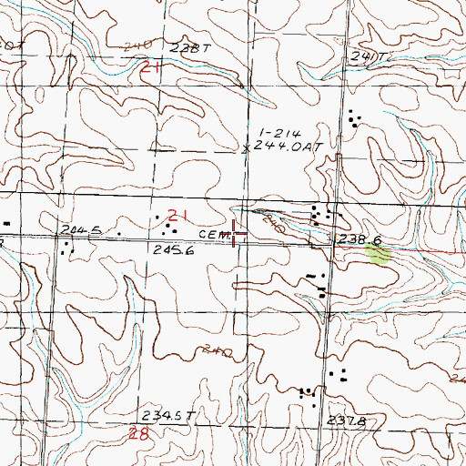 Topographic Map of Peugh Cemetery, IL