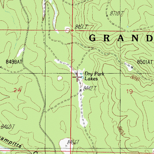 Topographic Map of Dry Park Lakes, AZ