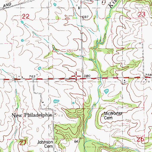 Topographic Map of Philadelphia School (historical), IL