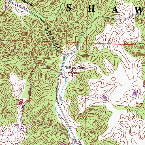 Topographic Map of Phillips Cemetery, IL