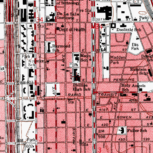 Topographic Map of Wendell Phillips Academy High School, IL