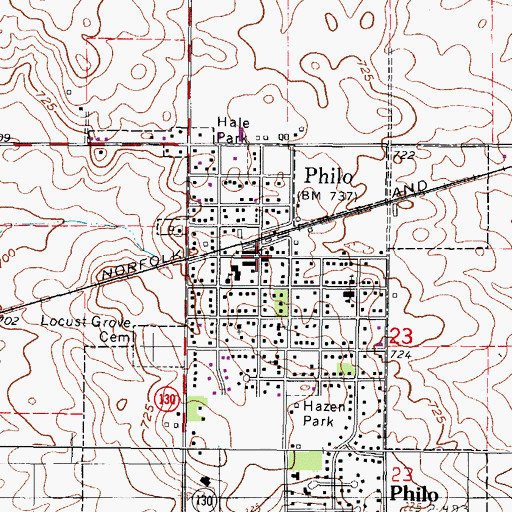 Topographic Map of Philo, IL
