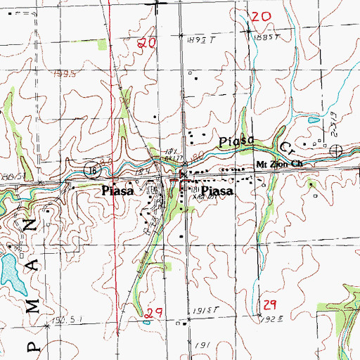 Topographic Map of Piasa, IL