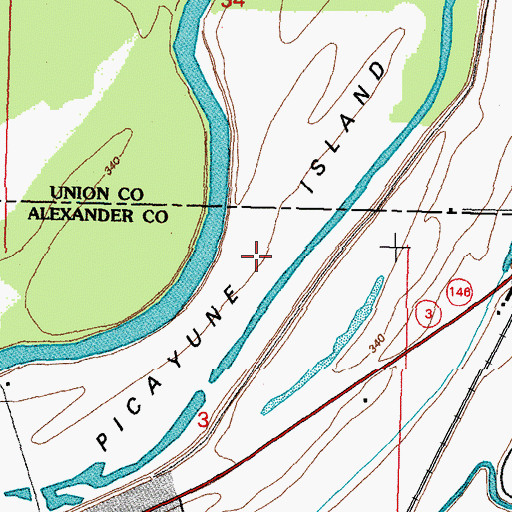 Topographic Map of Picayune Island, IL