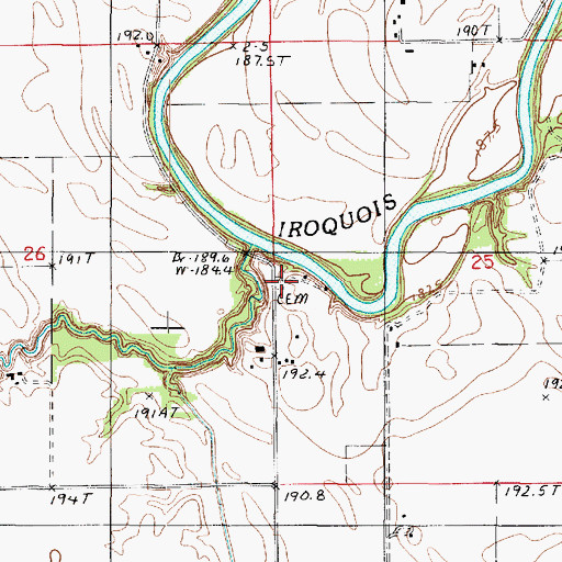 Topographic Map of Pierce Cemetery, IL