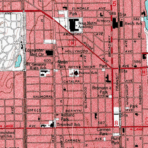 Topographic Map of Pierce Elementary School, IL