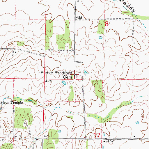 Topographic Map of Bradford Cemetery, IL
