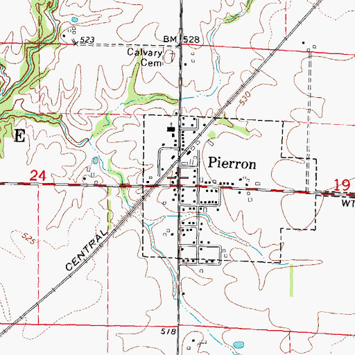 Topographic Map of Pierron, IL