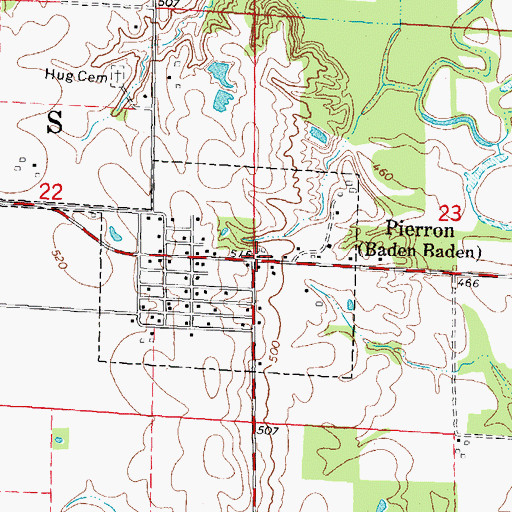 Topographic Map of Pierron, IL