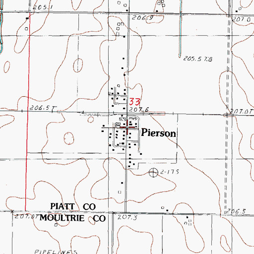 Topographic Map of Pierson, IL