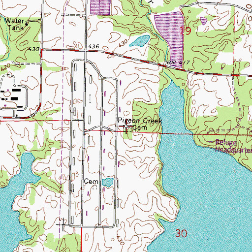 Topographic Map of Pigeon Creek Cemetery, IL