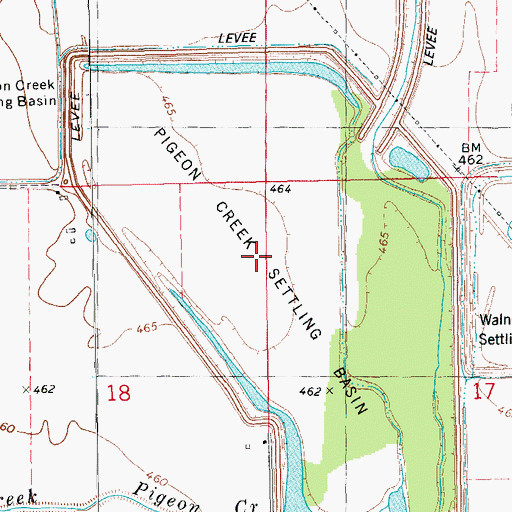 Topographic Map of Pigeon Creek Settling Basin, IL