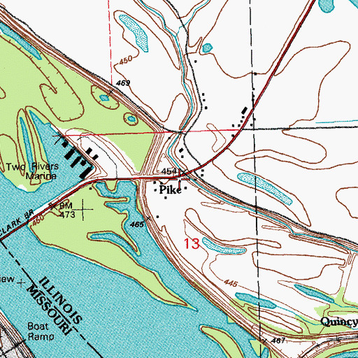 Topographic Map of Pike, IL
