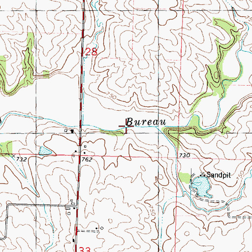 Topographic Map of Pike Creek, IL