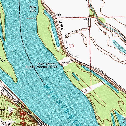 Topographic Map of Pike Station Public Access Area, IL