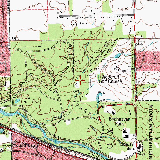 Topographic Map of Pilcher Park, IL