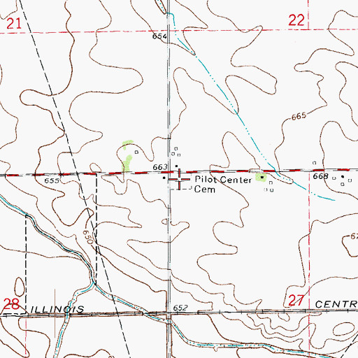 Topographic Map of Pilot Center Cemetery, IL
