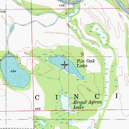 Topographic Map of Pin Oak Lake, IL