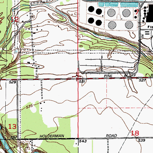 Topographic Map of Pine Bluff School, IL