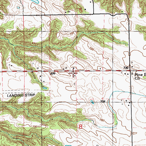 Topographic Map of Pine Bluff School (historical), IL