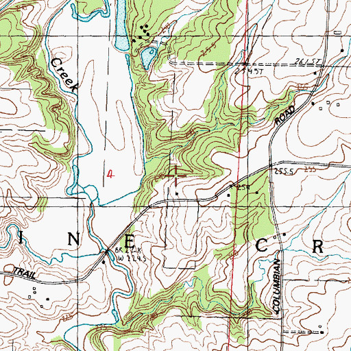 Topographic Map of Pine Creek School (historical), IL