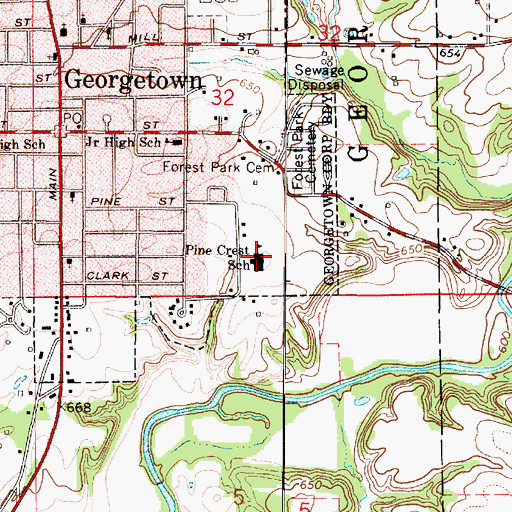 Topographic Map of Pine Crest Elementary School, IL