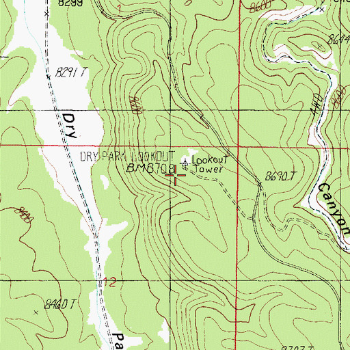 Topographic Map of Dry Park Lookout, AZ