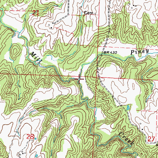 Topographic Map of Piney Branch, IL
