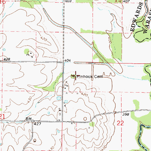 Topographic Map of Pinhook Cemetery, IL