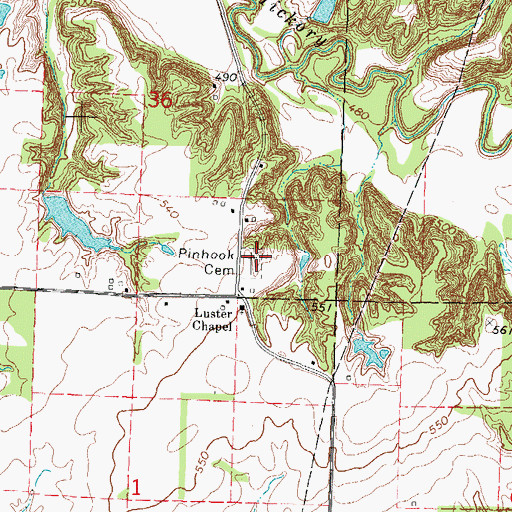 Topographic Map of Pinhook Cemetery, IL
