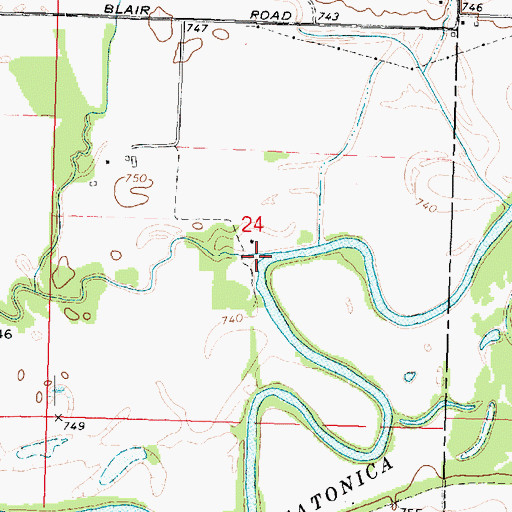 Topographic Map of Pink Creek, IL