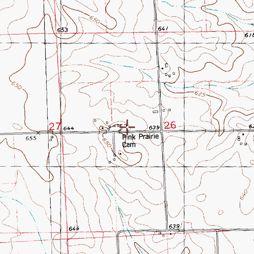 Topographic Map of Pink Prairie Cemetery, IL