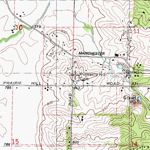 Topographic Map of Pinnacle Hill Cemetery, IL