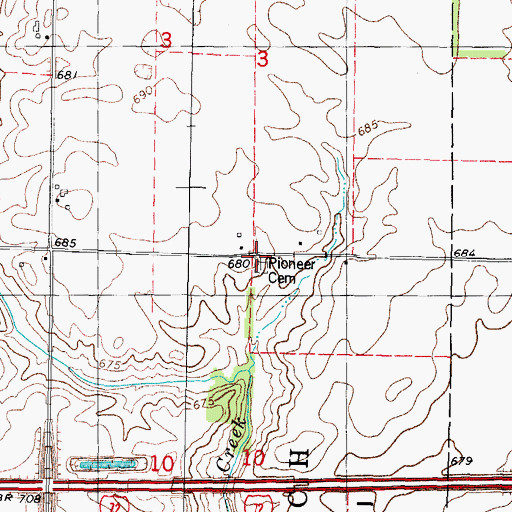 Topographic Map of Stringtown Cemetery, IL