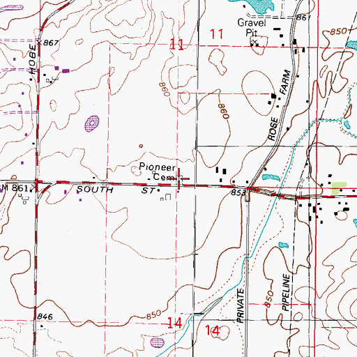 Topographic Map of Pioneer Cemetery, IL