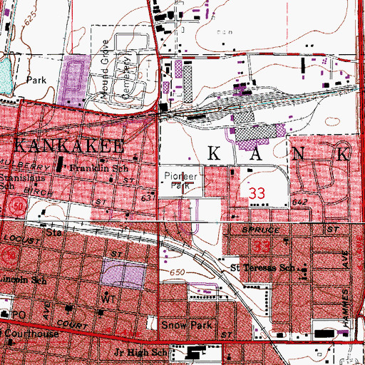 Topographic Map of Pioneer Park, IL