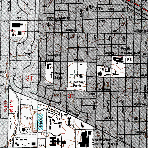 Topographic Map of Pioneer Park, IL