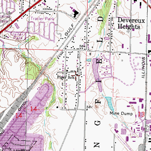 Topographic Map of Piper School, IL