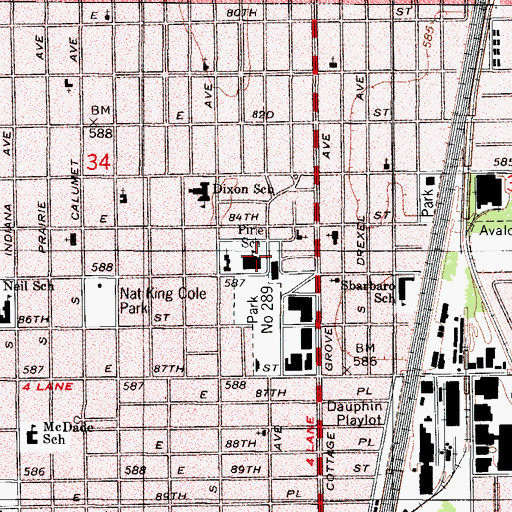 Topographic Map of Pirie Elementary School, IL