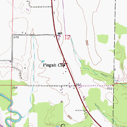 Topographic Map of Pisgah Church, IL