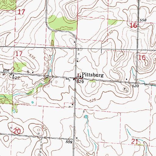Topographic Map of Pittsburg, IL
