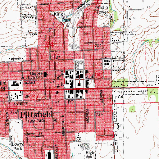 Topographic Map of Pittsfield, IL