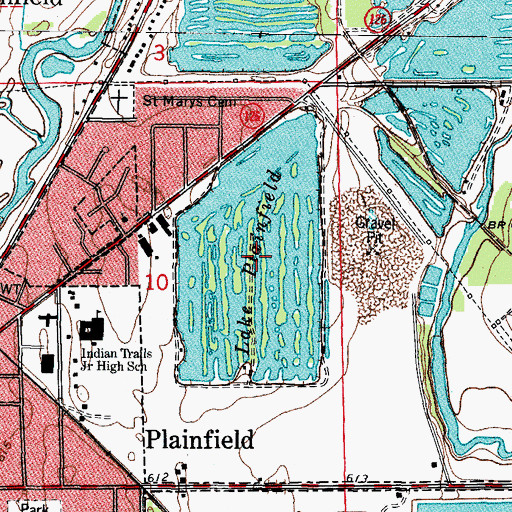 Topographic Map of Lake Plainfield, IL
