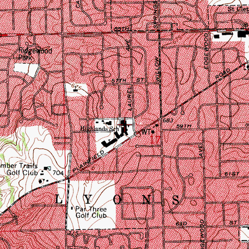 Topographic Map of Plainview School, IL