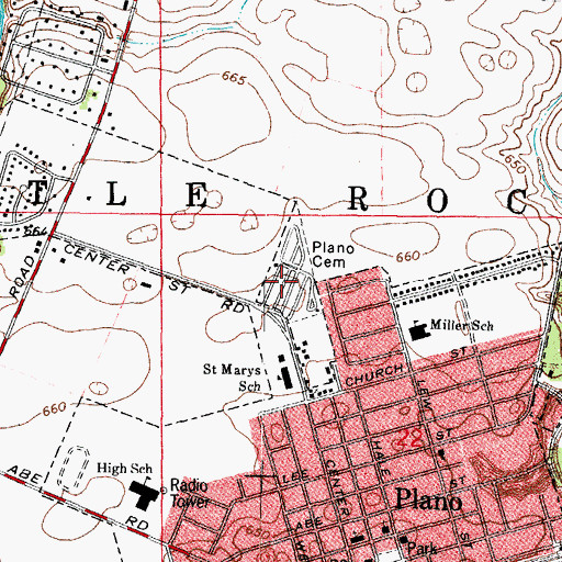 Topographic Map of Plano Cemetery, IL