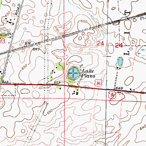Topographic Map of Lake Plano, IL