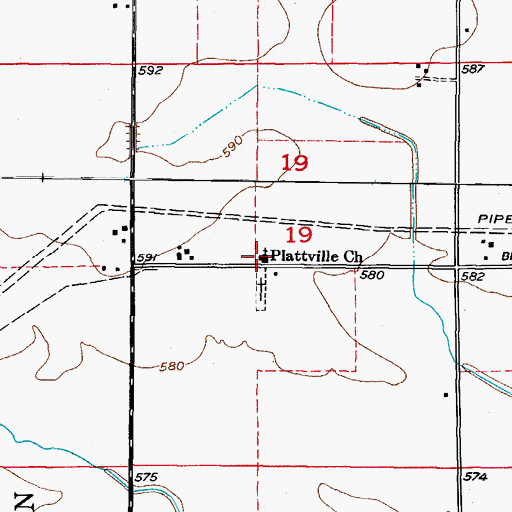 Topographic Map of Plattville Lutheran Church, IL