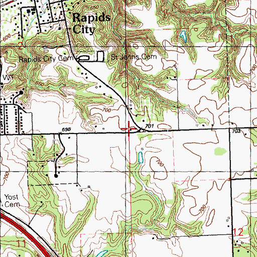 Topographic Map of Pleasant Bluff School (historical), IL