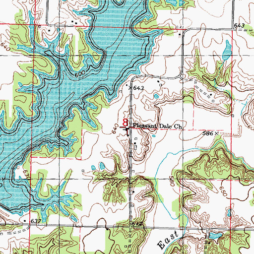Topographic Map of Pleasant Dale Church, IL